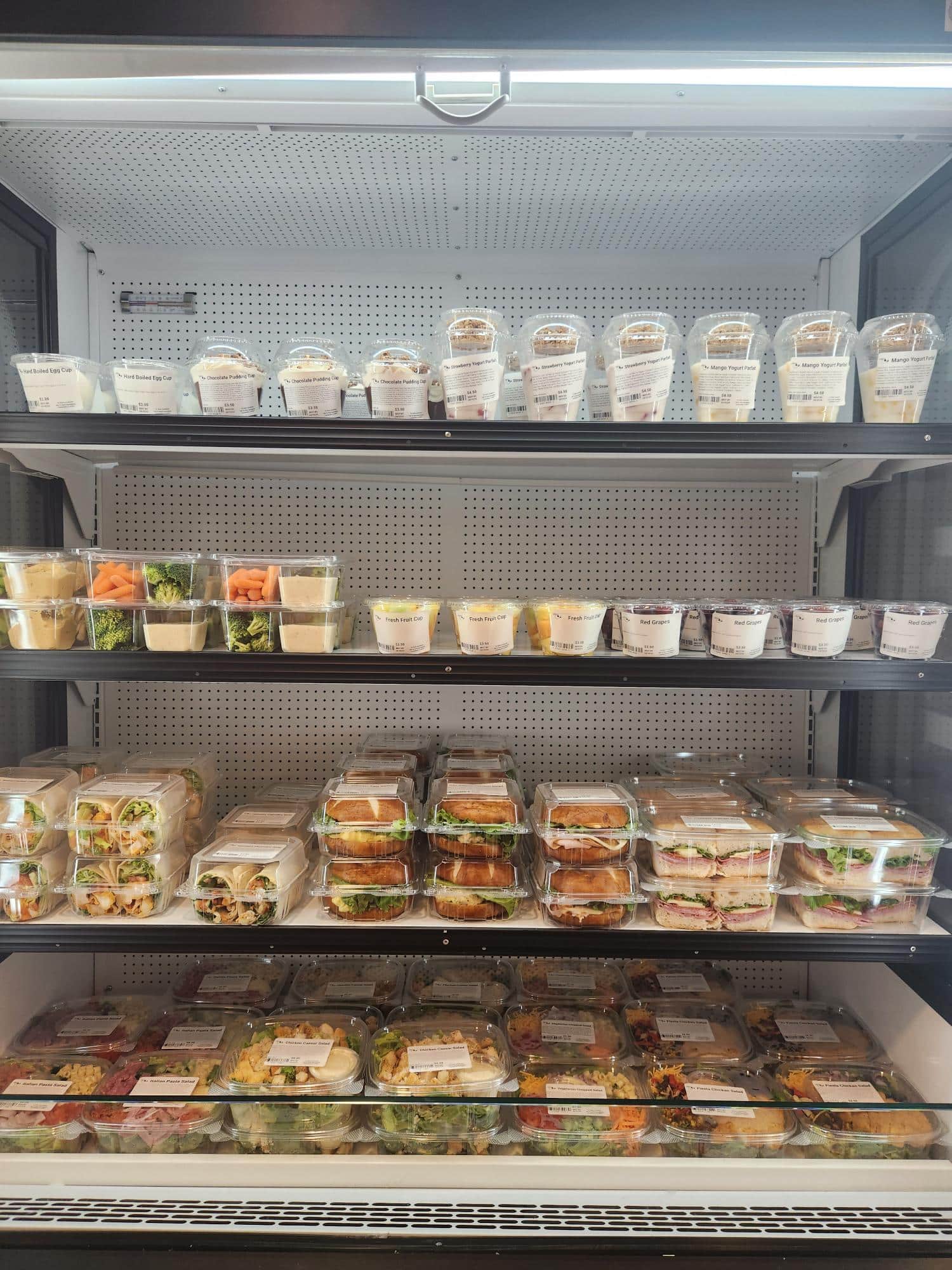 Display of various foods and beverages